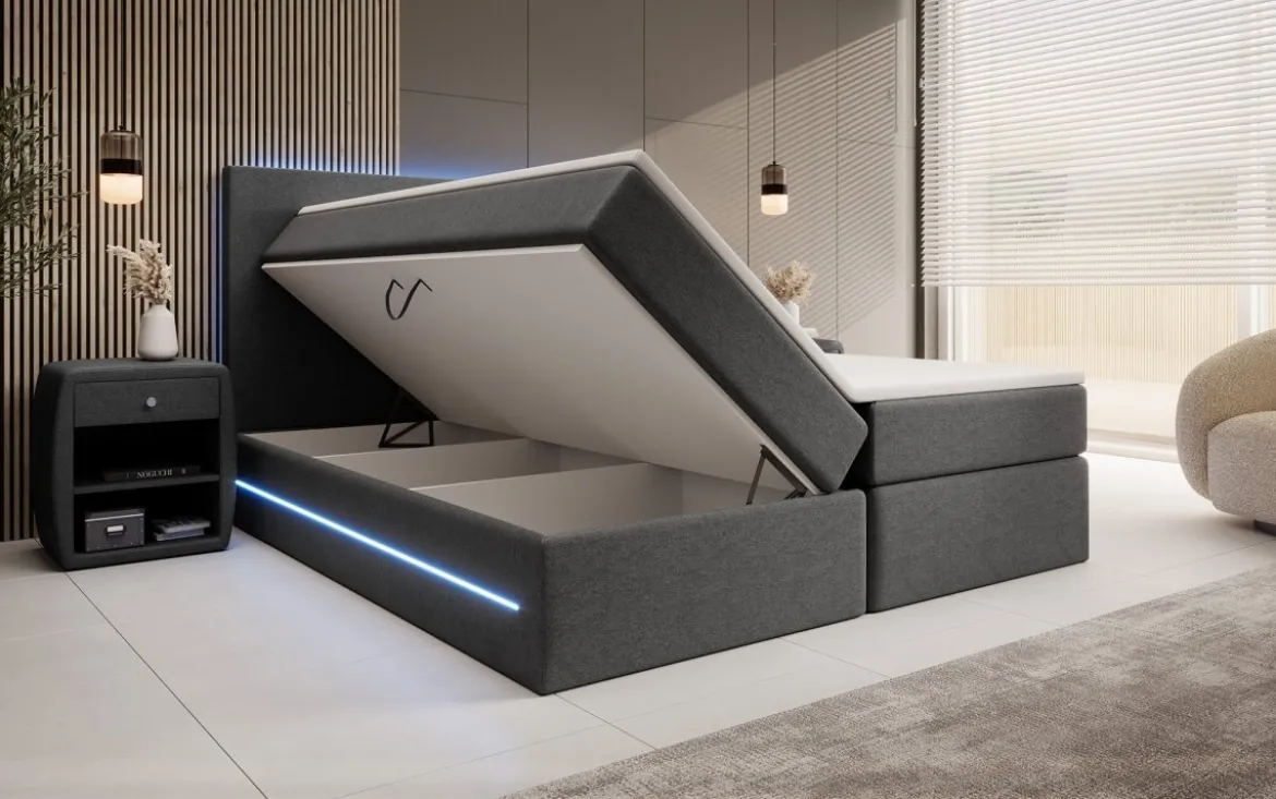 Boxspringbett Arito mit LED u. Stauraum