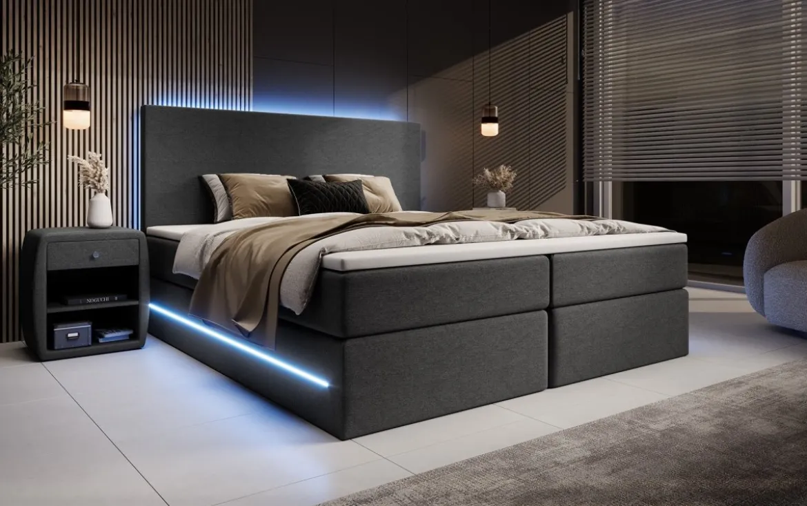 Boxspringbett Arito mit LED u. Stauraum