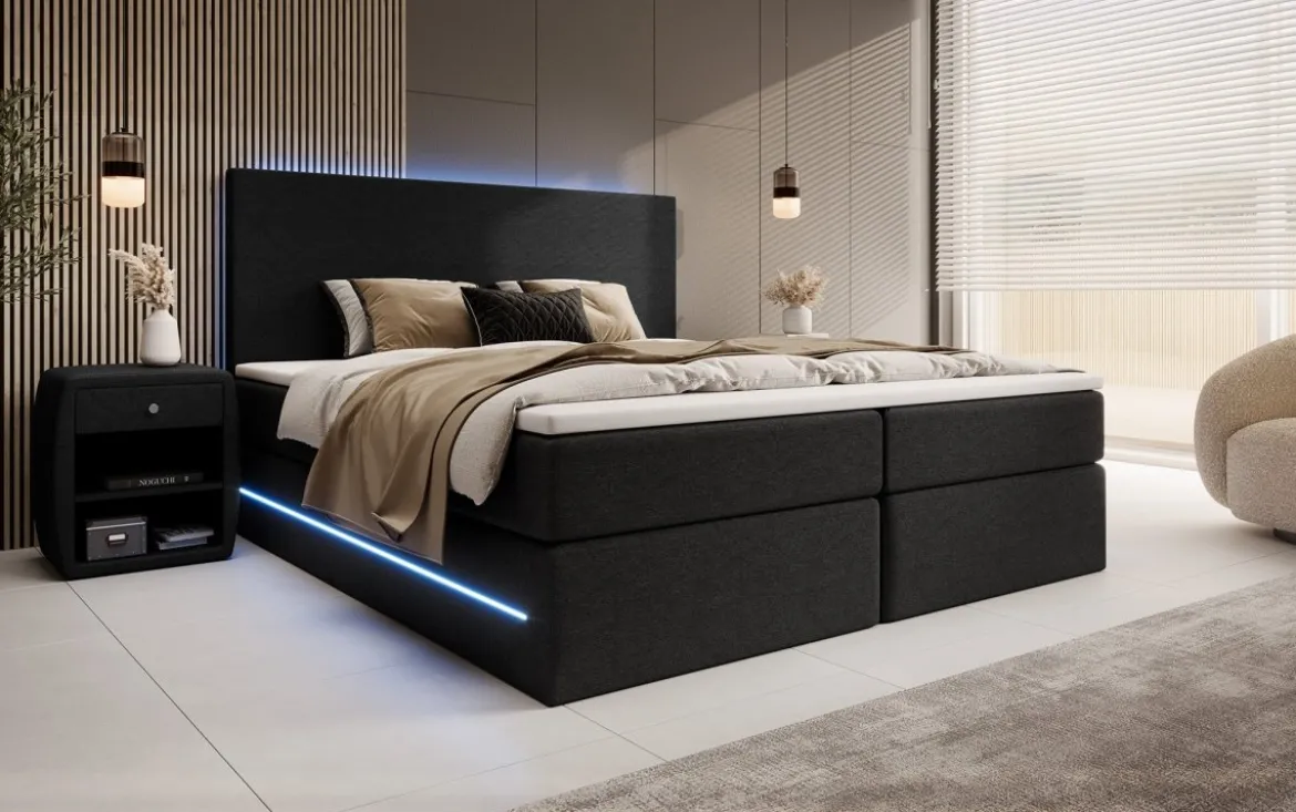 Boxspringbett Arito mit LED u. Stauraum