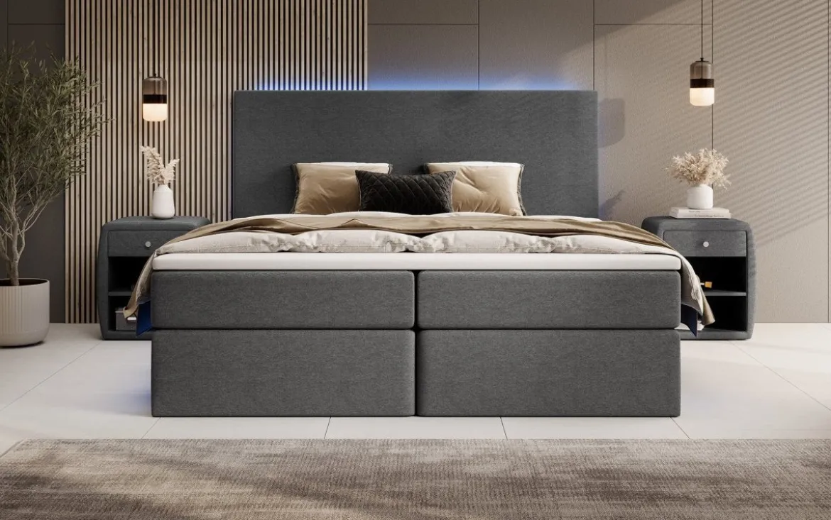 Boxspringbett Arito mit LED u. Stauraum