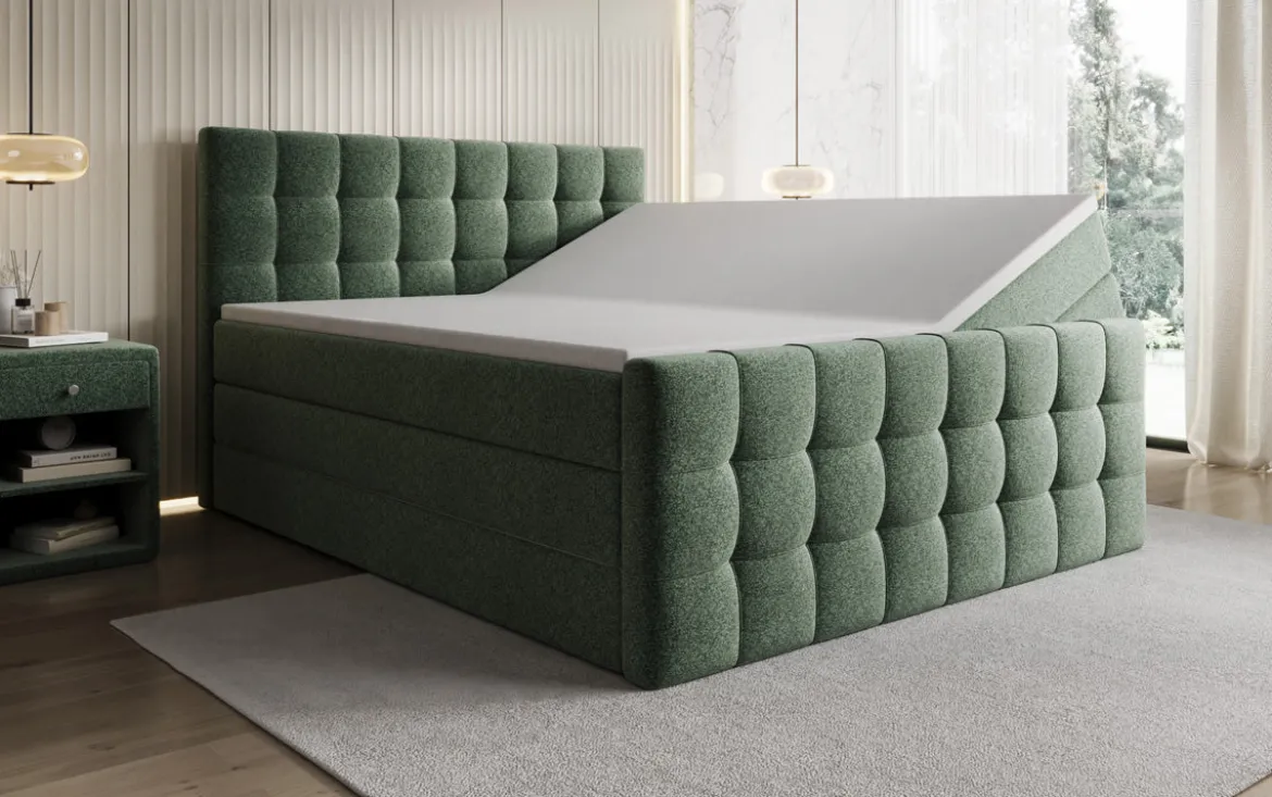 Boxspringbett Ascot in Strukturstoff mit Stauraum