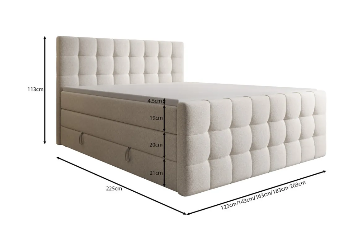 Boxspringbett Ascot in Strukturstoff mit Stauraum