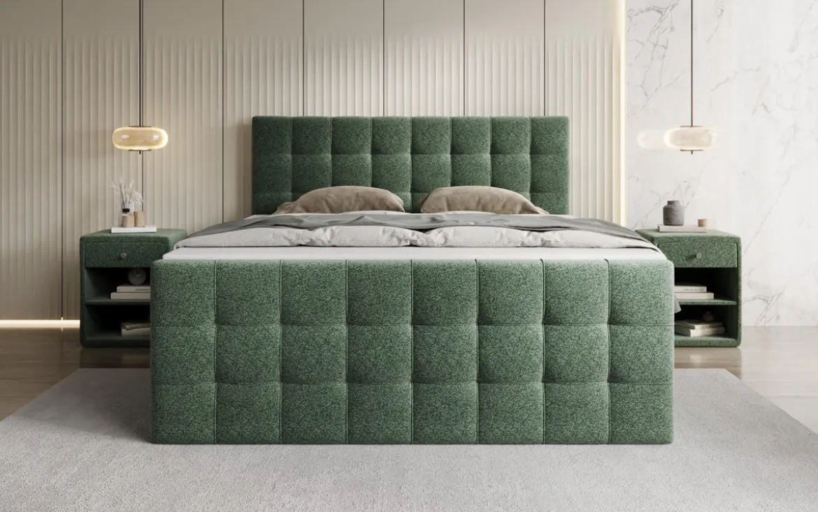 Boxspringbett Ascot in Strukturstoff mit Stauraum