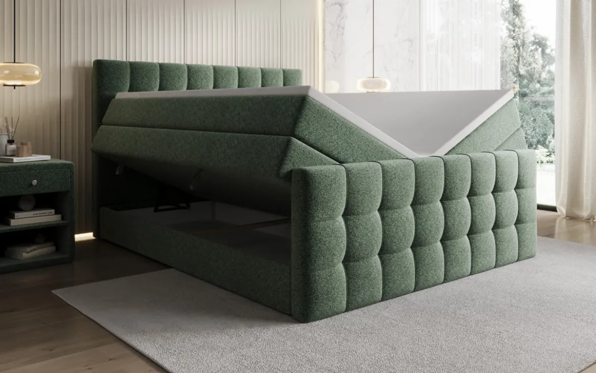 Boxspringbett Ascot in Strukturstoff mit Stauraum