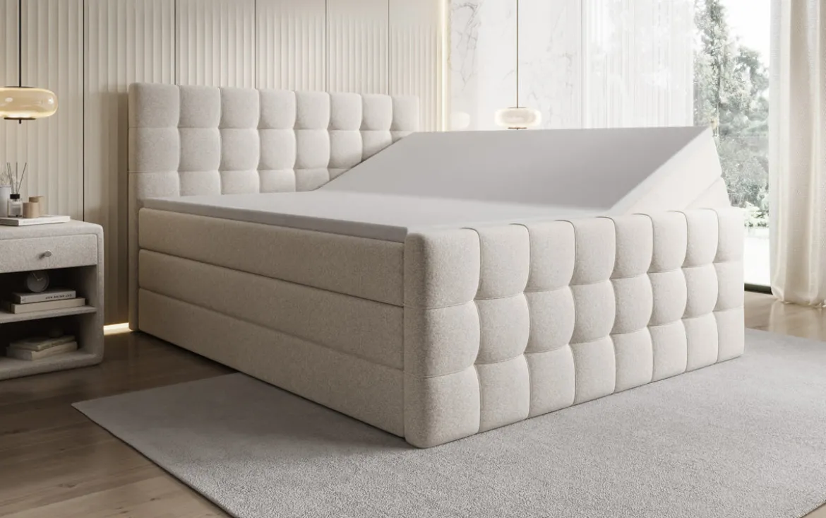 Boxspringbett Ascot in Strukturstoff mit Stauraum