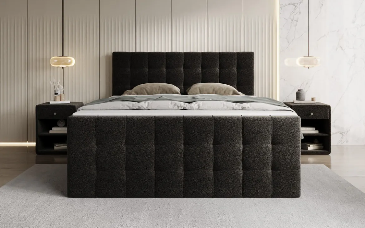 Boxspringbett Ascot in Strukturstoff mit Stauraum