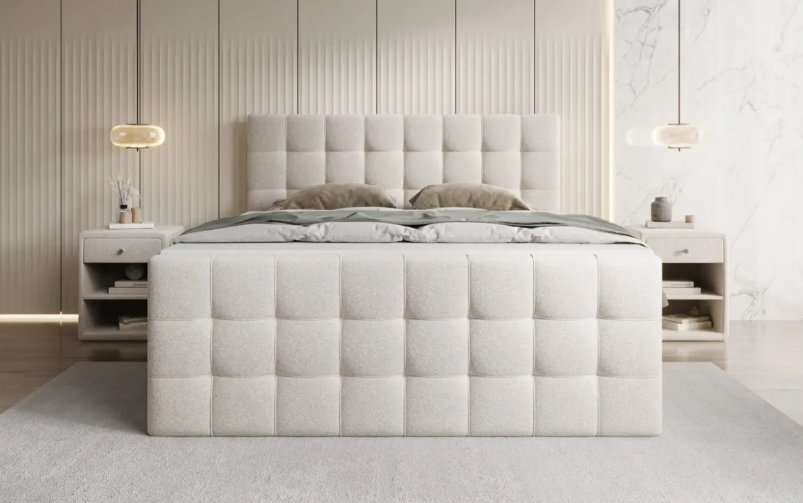 Boxspringbett Ascot in Strukturstoff mit Stauraum