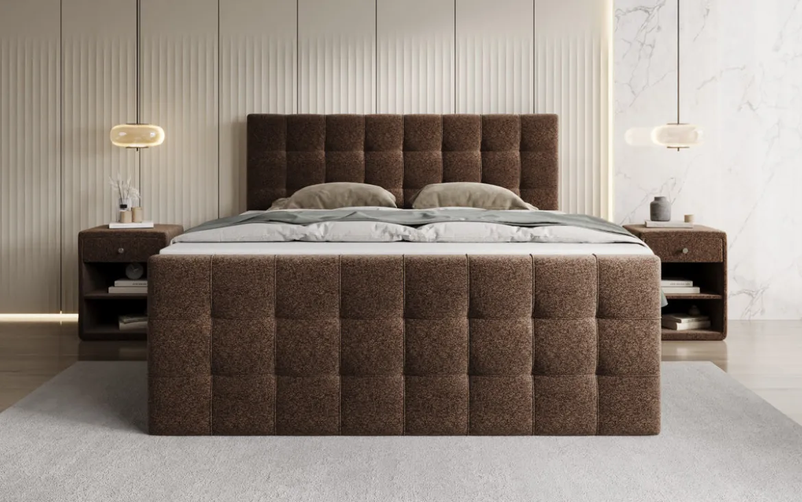 Boxspringbett Ascot in Strukturstoff mit Stauraum