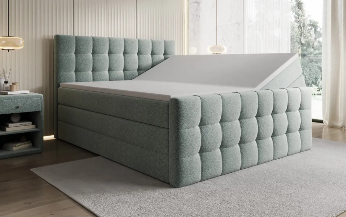 Boxspringbett Ascot in Strukturstoff mit Stauraum