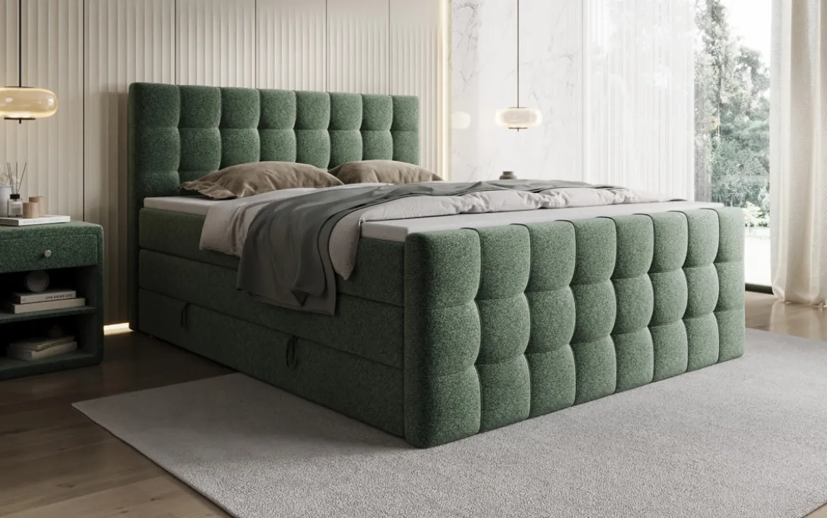 Boxspringbett Ascot in Strukturstoff mit Stauraum