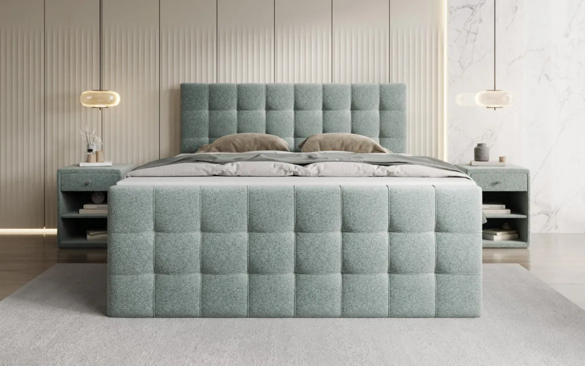Boxspringbett Ascot in Strukturstoff mit Stauraum