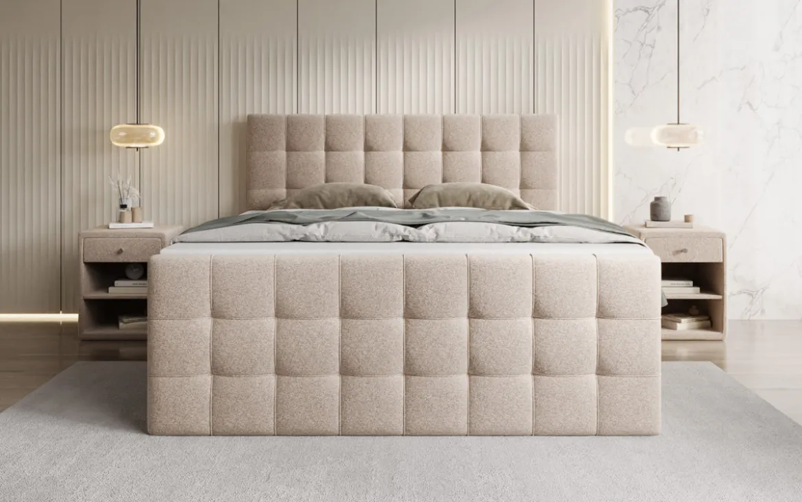 Boxspringbett Ascot in Strukturstoff mit Stauraum