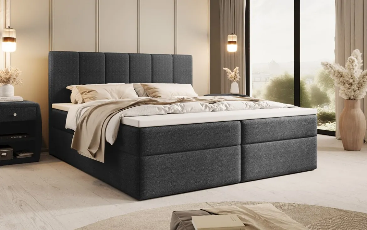 Boxspringbett Aurelia Bouclé mit Stauraum