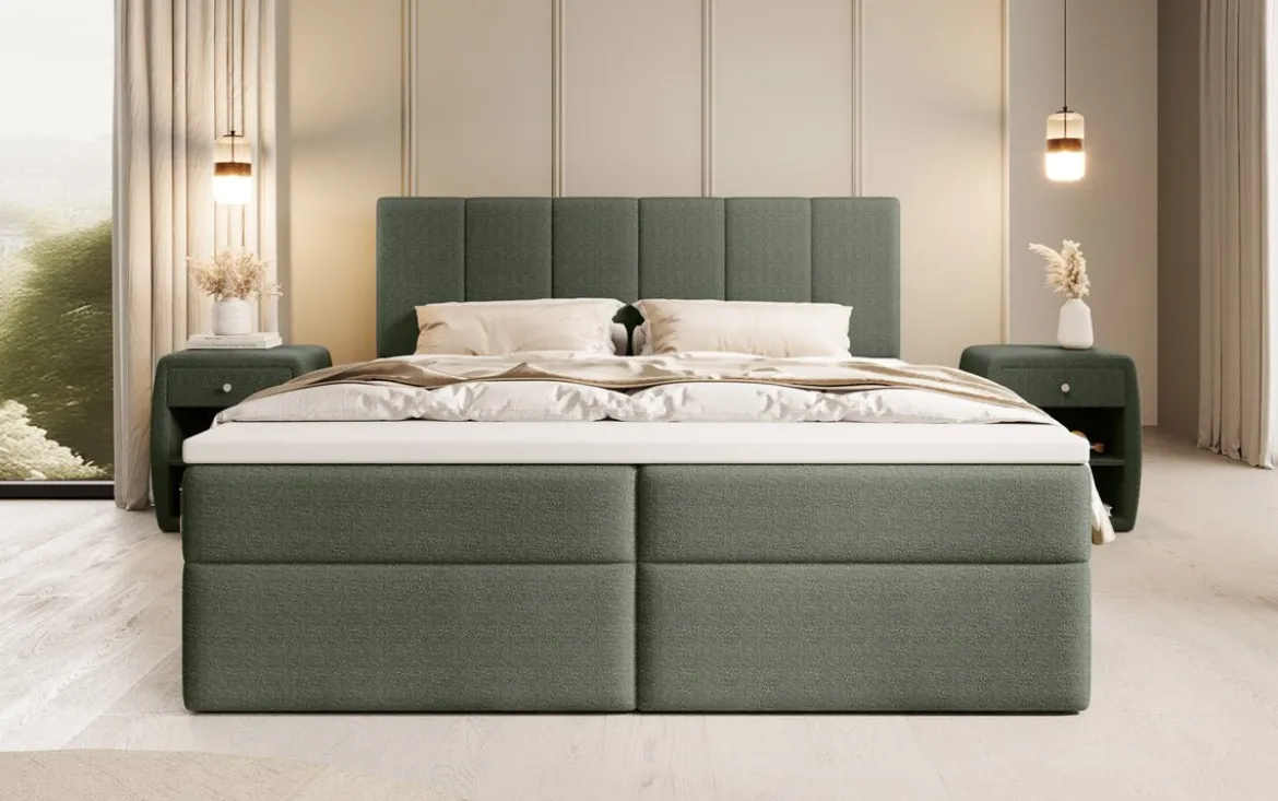 Boxspringbett Aurelia Bouclé mit Stauraum