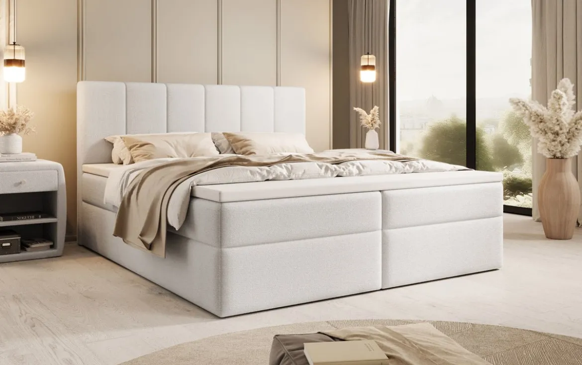 Boxspringbett Aurelia Bouclé mit Stauraum