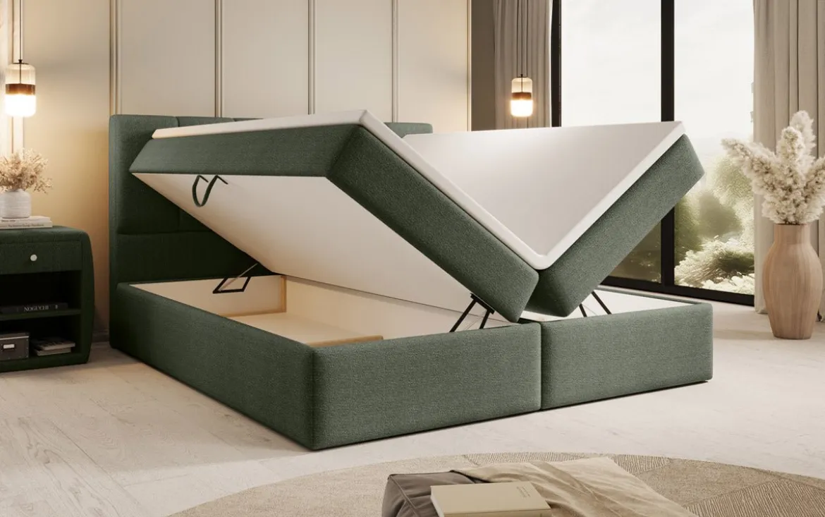 Boxspringbett Aurelia Bouclé mit Stauraum