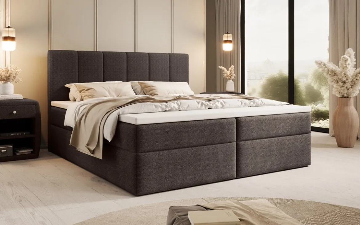 Boxspringbett Aurelia Bouclé mit Stauraum