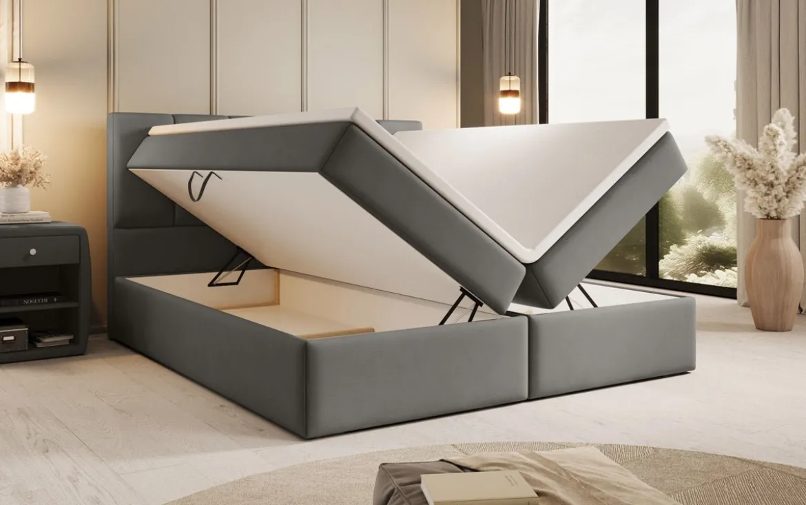 Boxspringbett Aurelia Stoff mit Stauraum