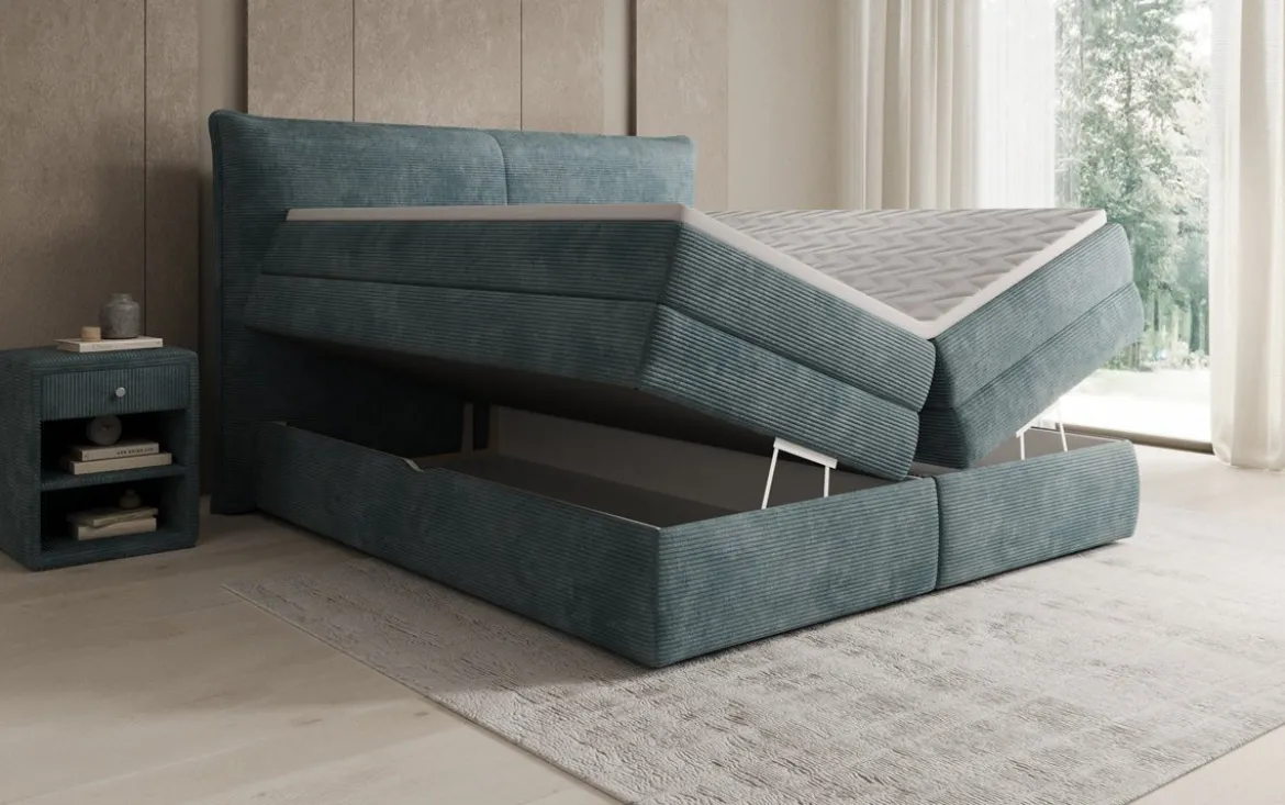 Boxspringbett Avelora mit Stauraum in Cord