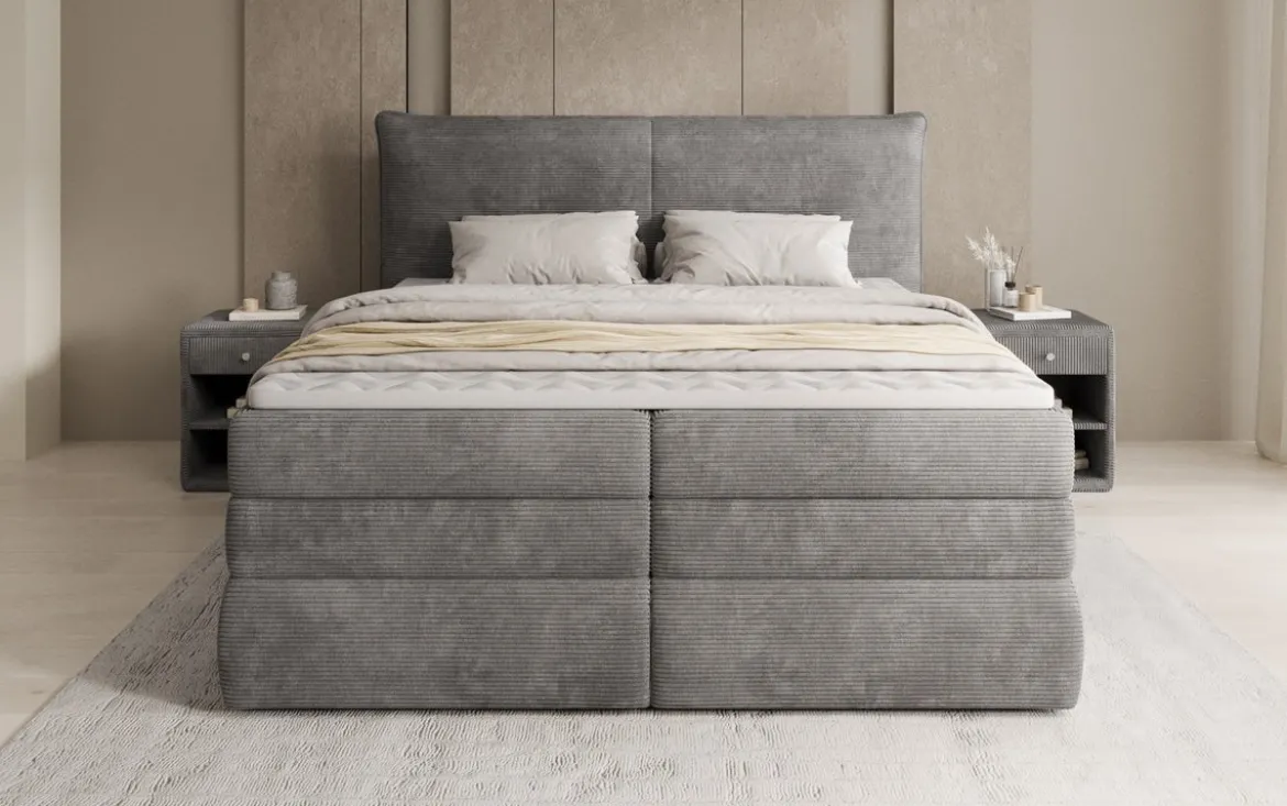 Boxspringbett Avelora mit Stauraum in Cord