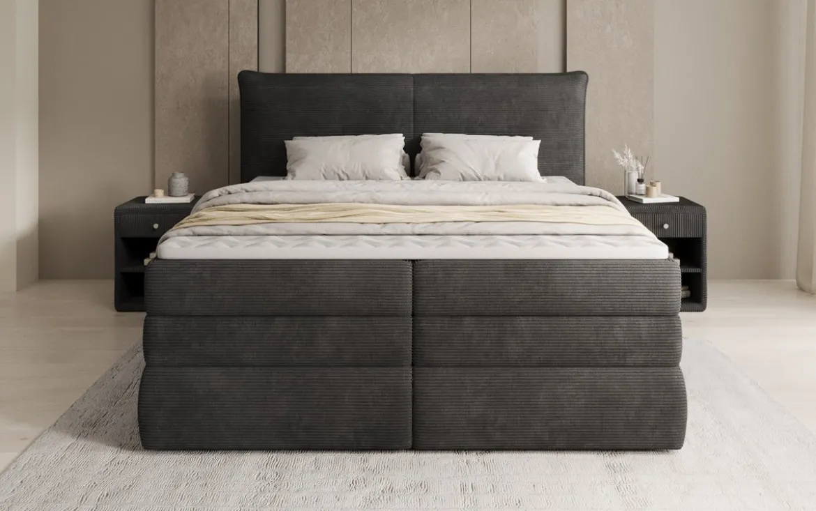 Boxspringbett Avelora mit Stauraum in Cord