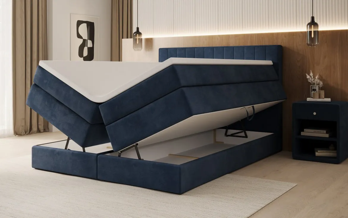 Boxspringbett Avera mit Stauraum in Samt