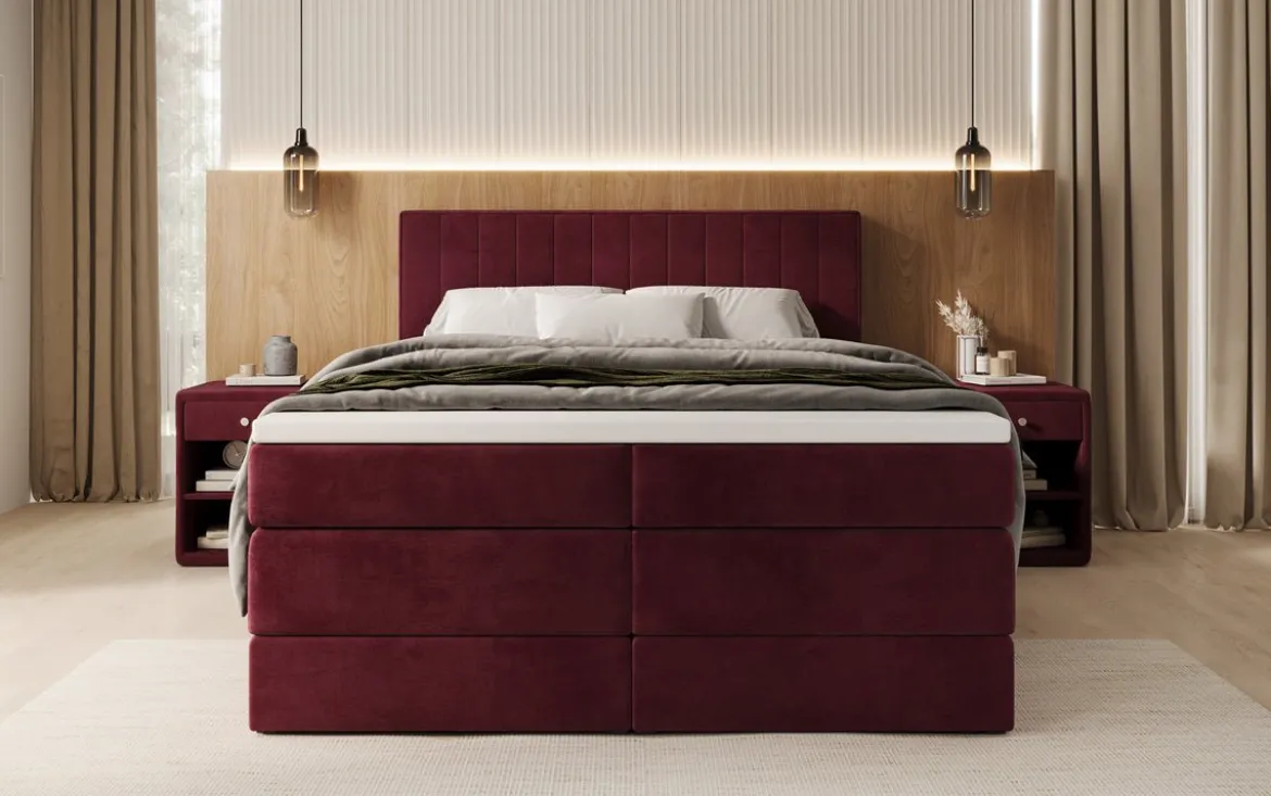 Boxspringbett Avera mit Stauraum in Samt