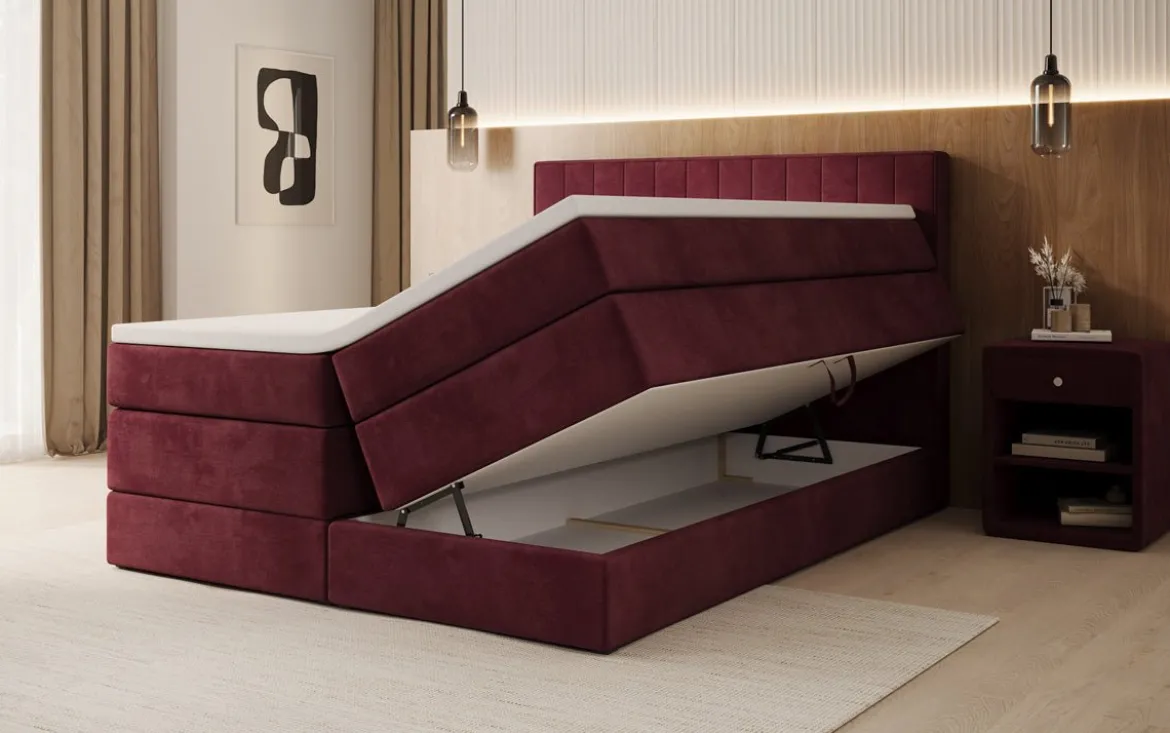 Boxspringbett Avera mit Stauraum in Samt