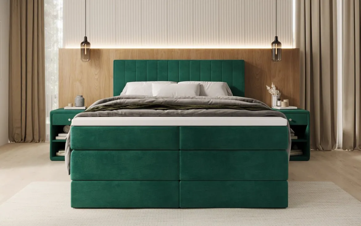 Boxspringbett Avera mit Stauraum in Samt