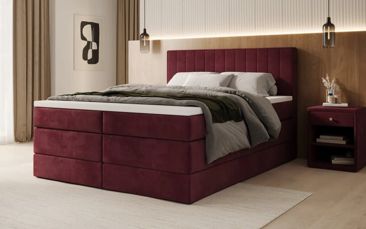 Boxspringbett Avera mit Stauraum in Samt