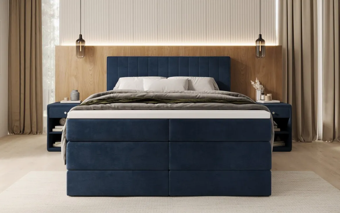 Boxspringbett Avera mit Stauraum in Samt