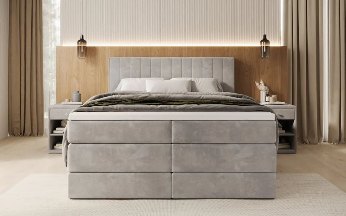 Boxspringbett Avera mit Stauraum in Samt