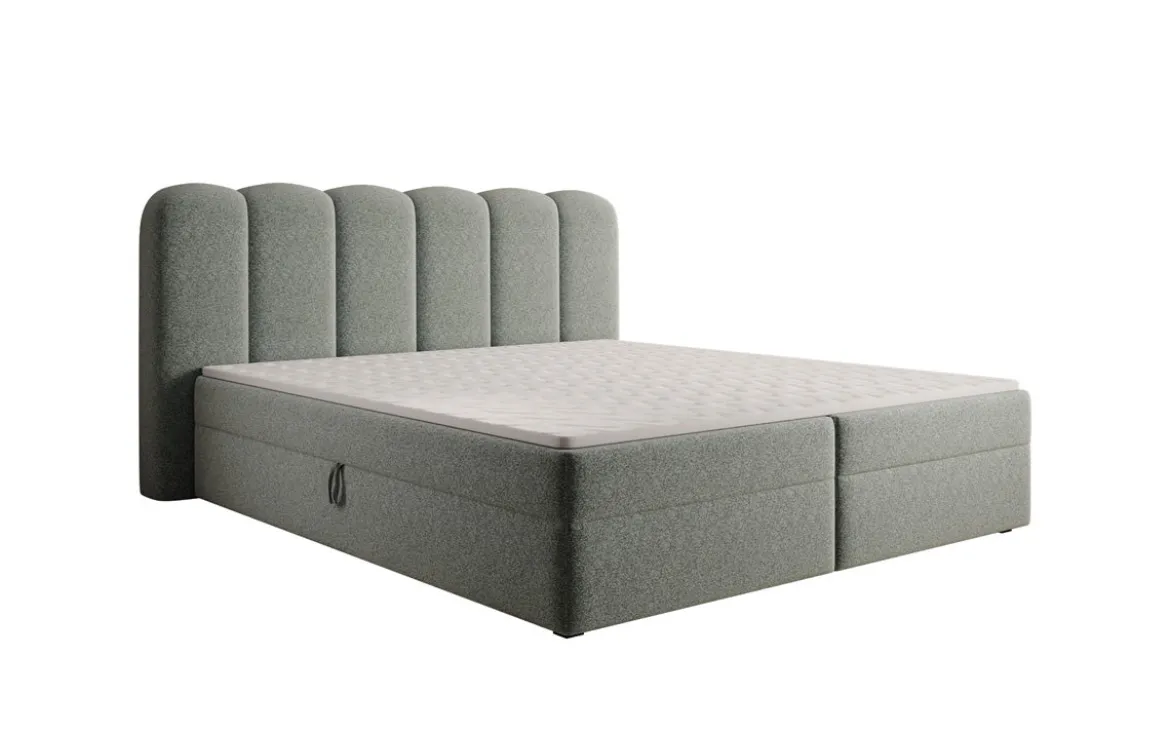 Boxspringbett Bologna in Strukturstoff mit Stauraum