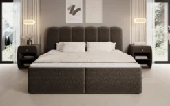Boxspringbett Bologna in Strukturstoff mit Stauraum
