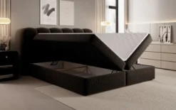 Boxspringbett Bologna in Strukturstoff mit Stauraum