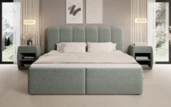 Boxspringbett Bologna in Strukturstoff mit Stauraum