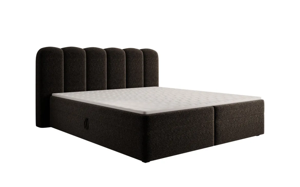 Boxspringbett Bologna in Strukturstoff mit Stauraum