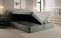 Boxspringbett Bologna in Strukturstoff mit Stauraum