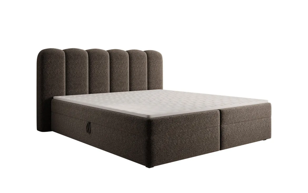 Boxspringbett Bologna in Strukturstoff mit Stauraum
