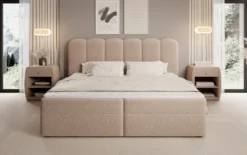 Boxspringbett Bologna in Strukturstoff mit Stauraum