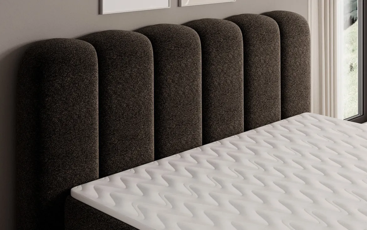 Boxspringbett Bologna in Strukturstoff mit Stauraum
