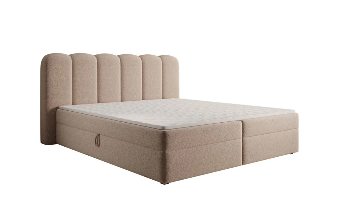 Boxspringbett Bologna in Strukturstoff mit Stauraum