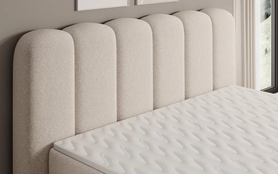 Boxspringbett Bologna in Strukturstoff mit Stauraum