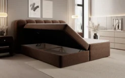 Boxspringbett Bologna in Strukturstoff mit Stauraum
