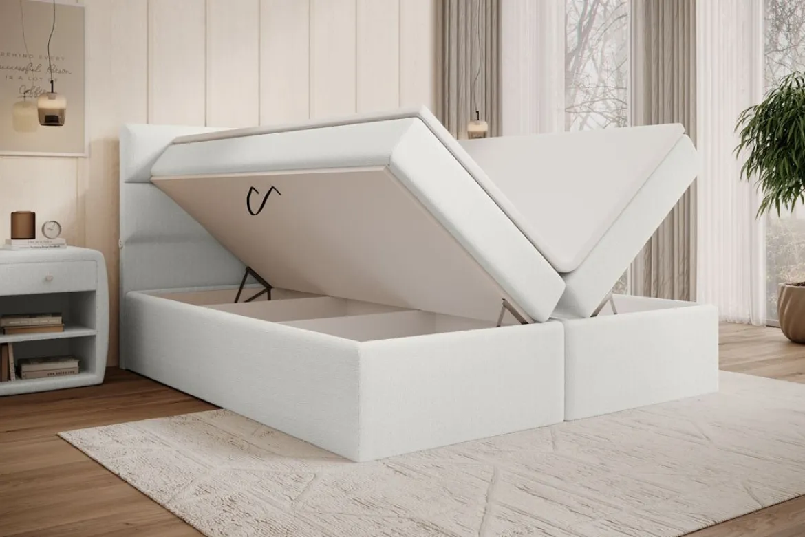 Boxspringbett Carito Bouclé mit USB und Stauraum