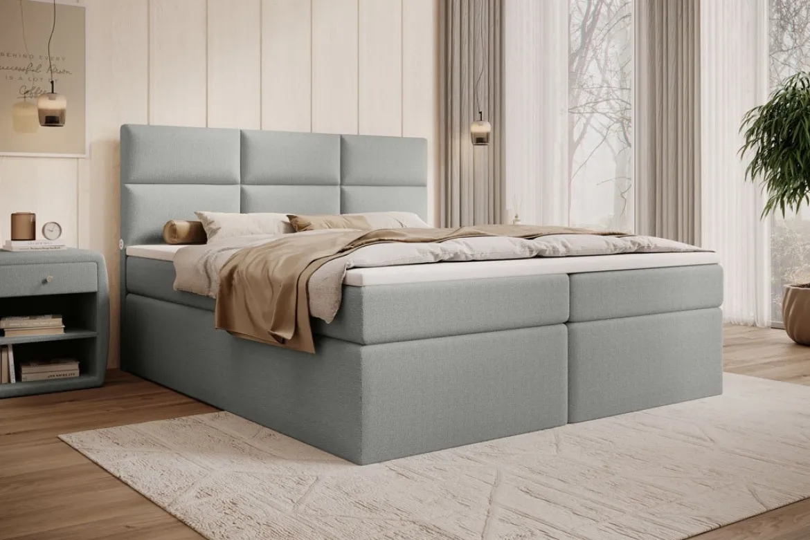 Boxspringbett Carito Bouclé mit USB und Stauraum