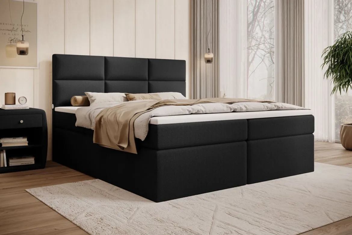 Boxspringbett Carito Bouclé mit USB und Stauraum