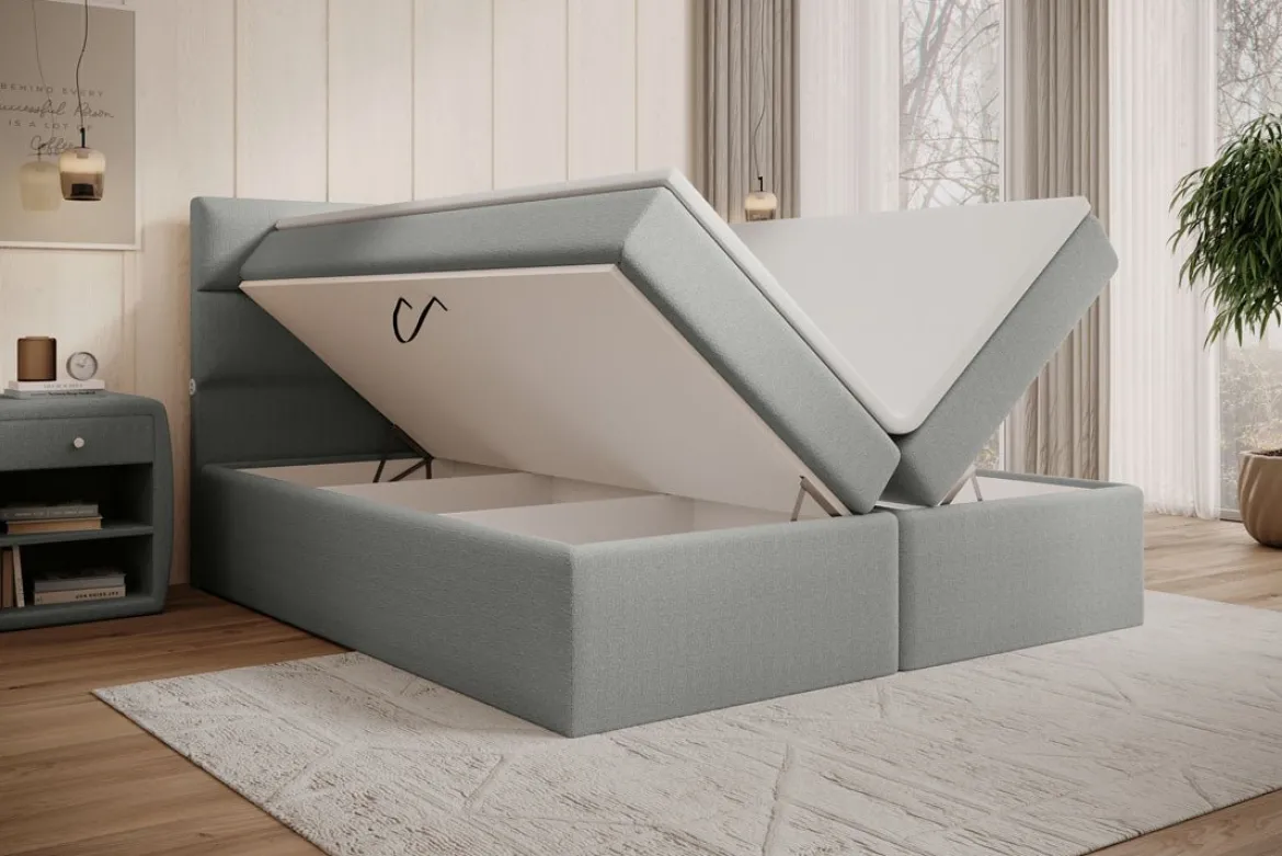 Boxspringbett Carito Bouclé mit USB und Stauraum