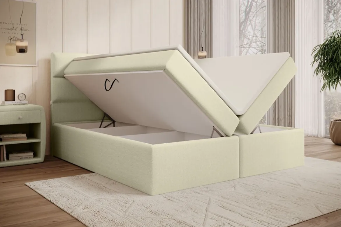 Boxspringbett Carito Bouclé mit USB und Stauraum