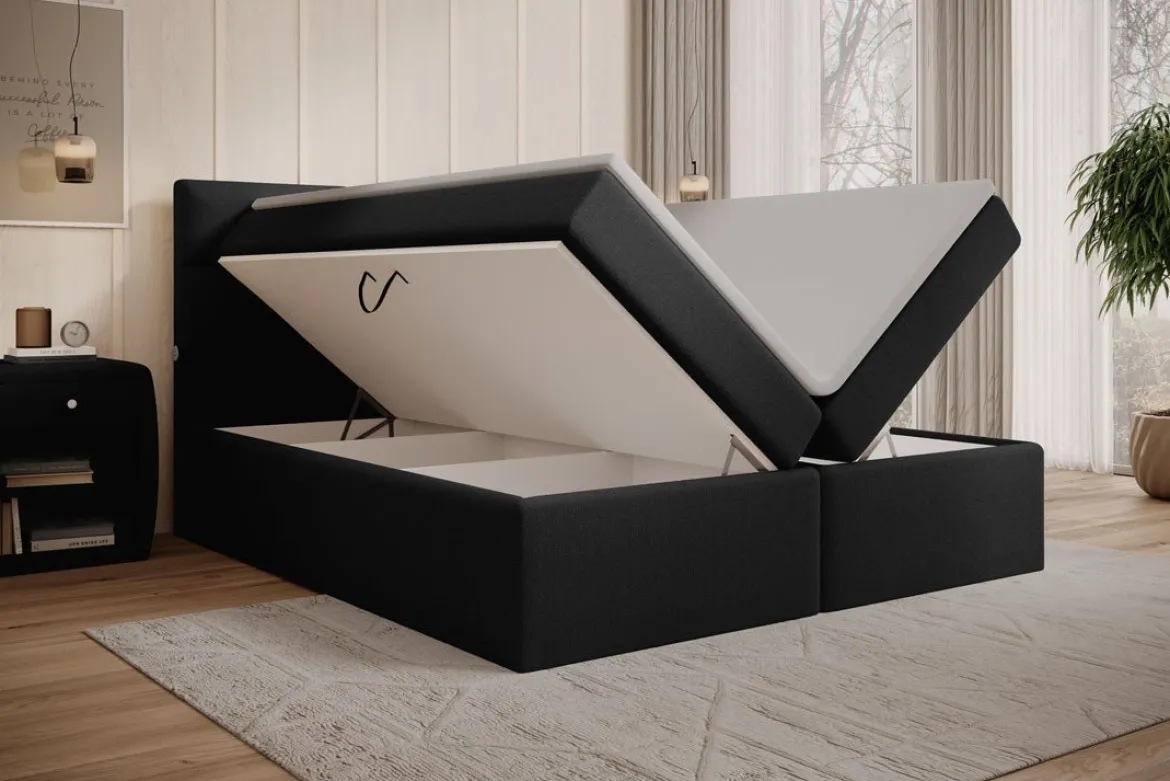 Boxspringbett Carito Bouclé mit USB und Stauraum